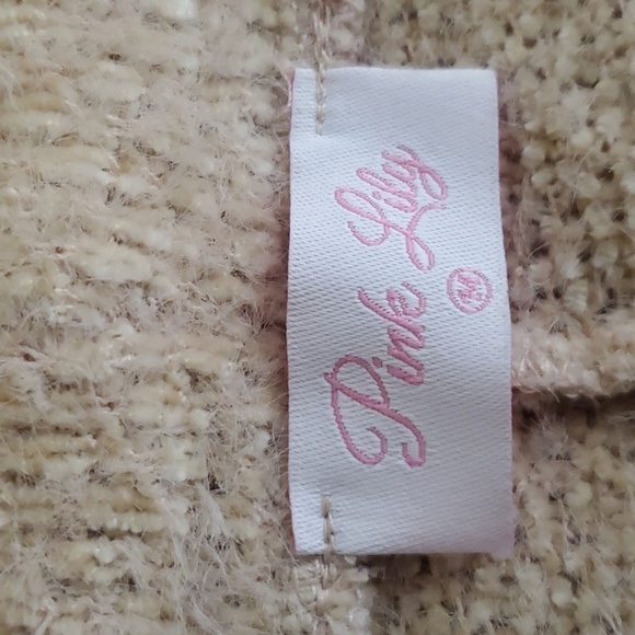 Pink Lily Cherish Self Soft Peach Sweater Dolman Sleeve Size M - Picture 7 of 12